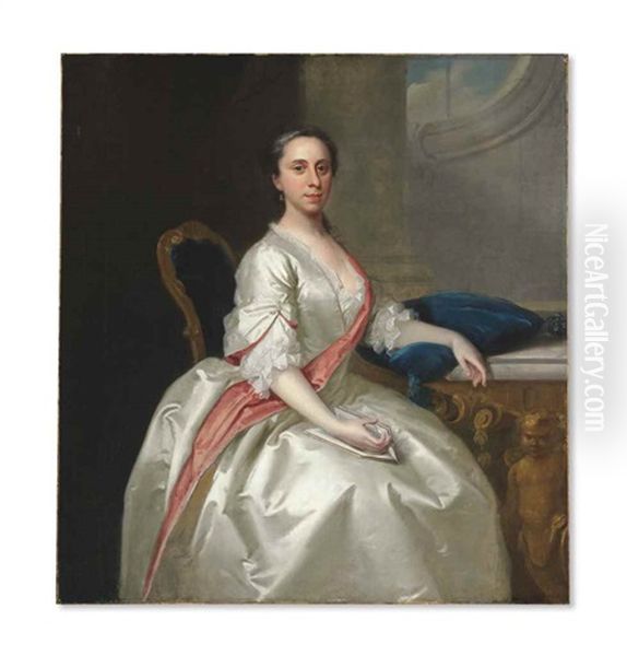 Portrait Of Miss Bridget Knight Oil Painting by Thomas Hudson