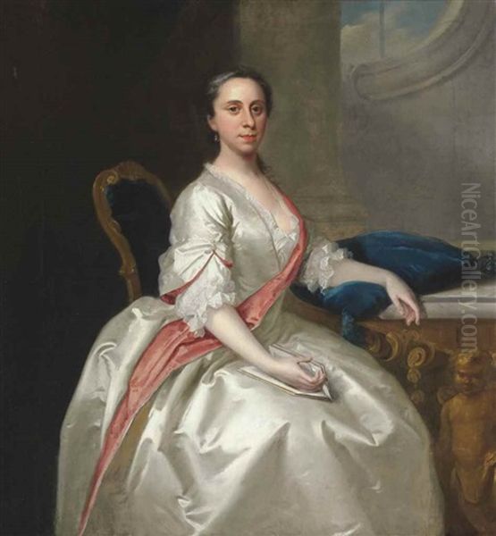 Portrait Of Miss Bridget Knight Oil Painting by Thomas Hudson