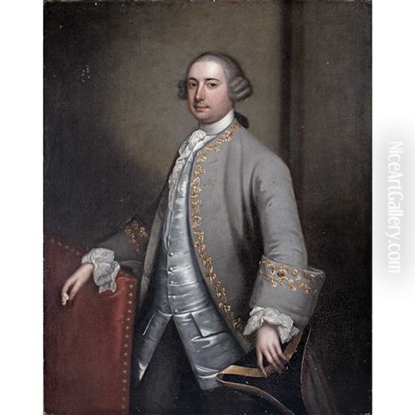 Portrait Of A Gentleman In Gray Oil Painting by Thomas Hudson