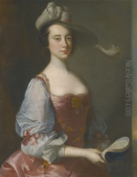 Portrait Of A Lady In Van Dyck Dress Oil Painting by Thomas Hudson