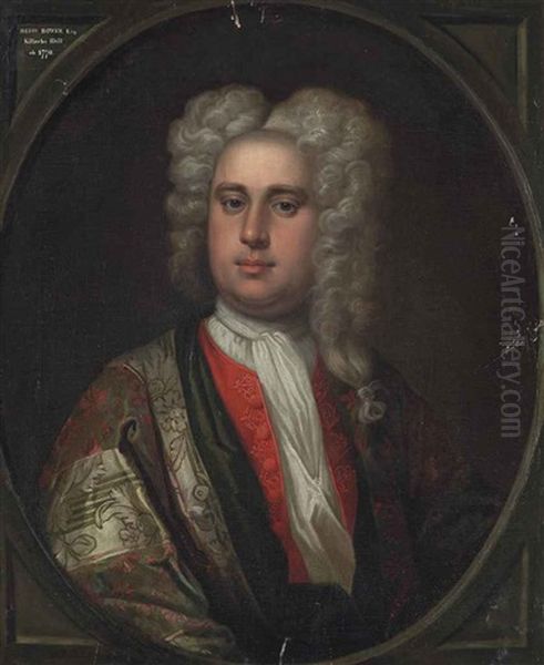 Portrait Of A Gentleman, Traditionally Identified As Henry Bower (1700-1770), Half-length, In An Embroidered Coat And Red Waistcoat Oil Painting by Thomas Hudson