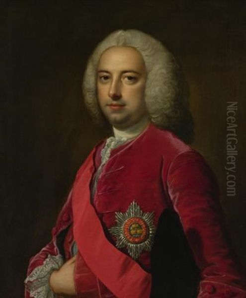 Portrait Of Sir Edward Walpole (later Second Earl Of Orford) Oil Painting by Thomas Hudson