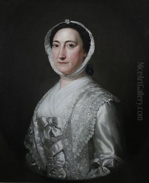 Portrait Of A Quaker Lady Oil Painting by Thomas Hudson