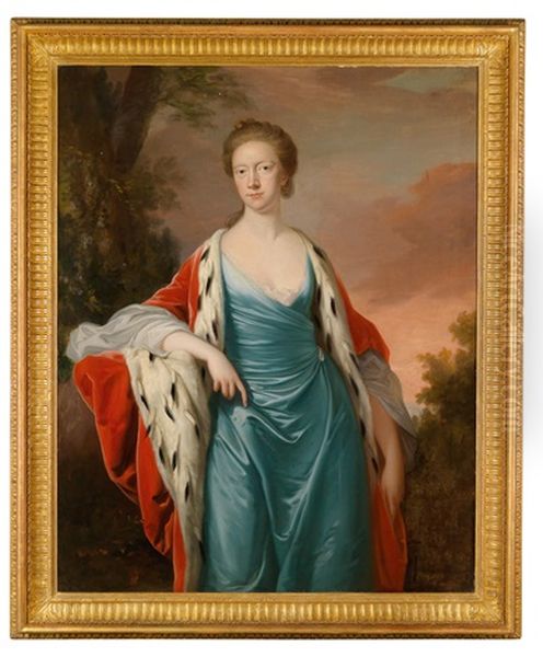 Portrat Einer Dame Aus Dem Englischen Hochadel (prinzessin Maria Von Grosbritannien Und Irland, Landgrafin Von Hessen-kassel?) Oil Painting by Thomas Hudson