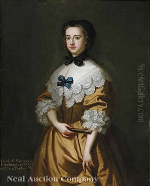 Portrait Of Elizabeth, Viscountess Hinchingbrooke Oil Painting by Thomas Hudson