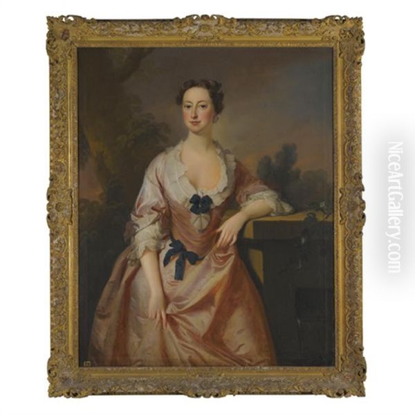 Portrait Of Lady Elizabeth Finch, Daughter Of Heneage Finch, 2nd Earl Of Aylesford And Sister Of Lady Frances Finch, 1st Viscountess Courtenay Oil Painting by Thomas Hudson