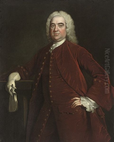 Portrait Of George Speke Of Curry Revel And White Lackington In A Red Velvet Coat And Waistcoat Oil Painting by Thomas Hudson