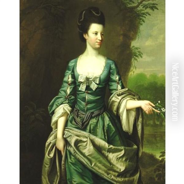 Portrait Of A Lady (lady Dashwood?) Oil Painting by Thomas Hudson