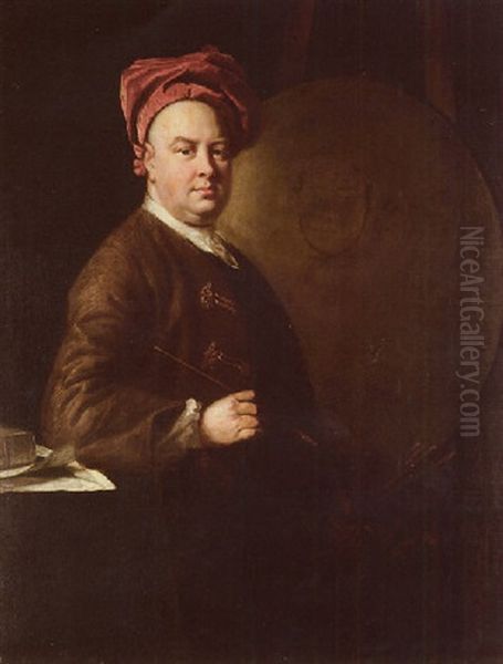 Portrait Of An Artist (joseph Van Aken?) Oil Painting by Thomas Hudson