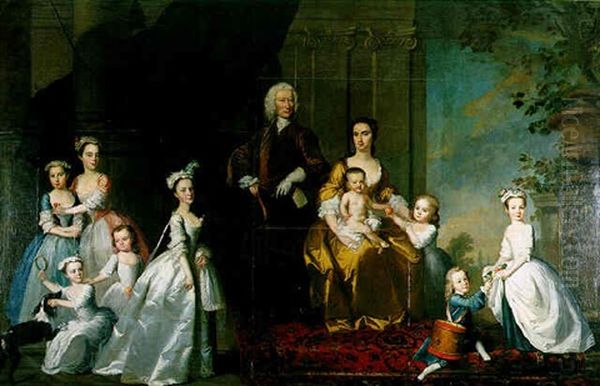 Walter Radcliffe And His Family Oil Painting by Thomas Hudson