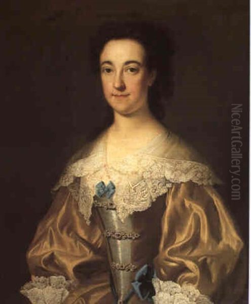 Portrait Of Mary Clark, Viscountess Folkestone Oil Painting by Thomas Hudson