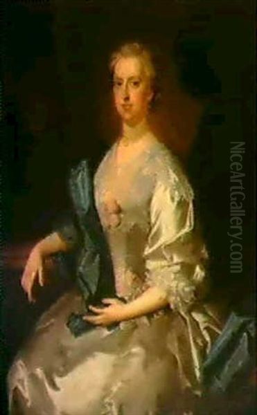 Portrait Of Mrs. Harris Oil Painting by Thomas Hudson