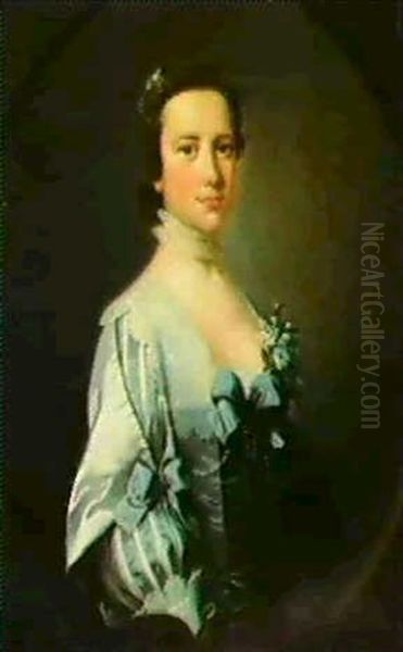 Portrait Of A Lady, Half Length, In Van Dyck Dress,         Decorated With Pearls Oil Painting by Thomas Hudson