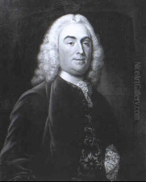 Portrait Of Bernard Gates (1685-1773) Oil Painting by Thomas Hudson