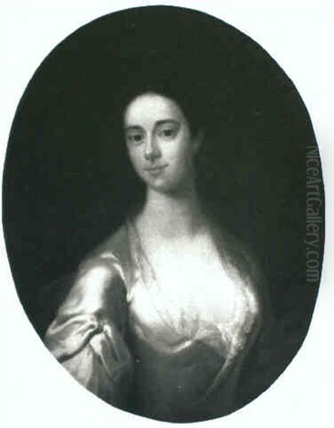 Portrait Of A Lady Wearing A White Dress Oil Painting by Thomas Hudson