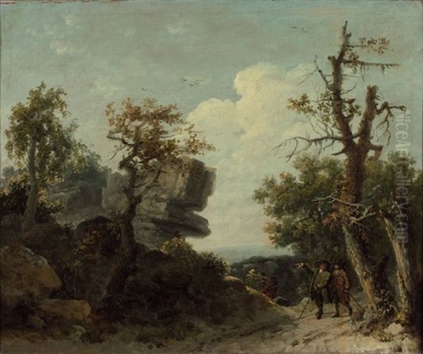 Vue Presumee Des Rochers De Franchard En Foret De Fontainebleau Oil Painting by Jean Francois Hue