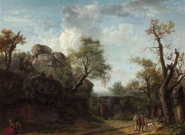 Vue Presumee Des Rochers De Franchard En Foret De Fontainebleau Oil Painting by Jean Francois Hue