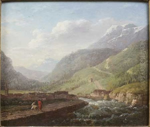 Paysage De Montagne Oil Painting by Jean Francois Hue