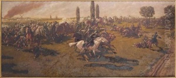 La Charge Pres Du Sentier Oil Painting by Victor Huen