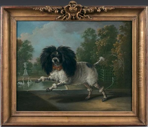 Portrait Presume De L'un Des Chiens De Madame De Pompadour Oil Painting by Christophe Huet