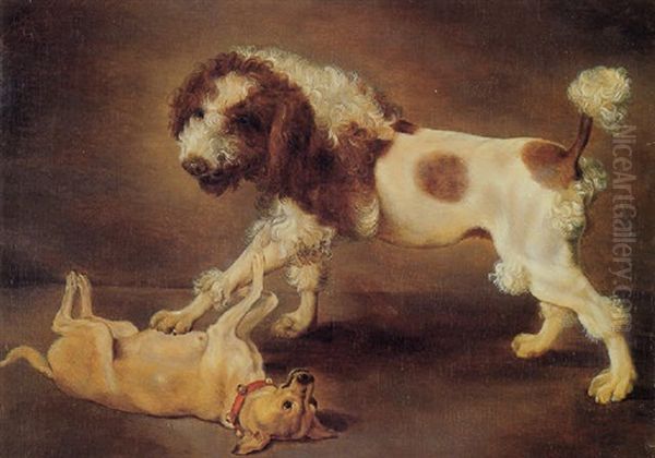 Two Dogs Playing Oil Painting by Christophe Huet