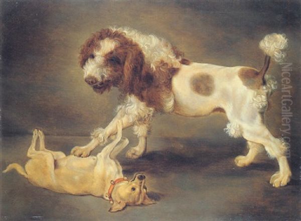 Two Dogs Playing Oil Painting by Christophe Huet