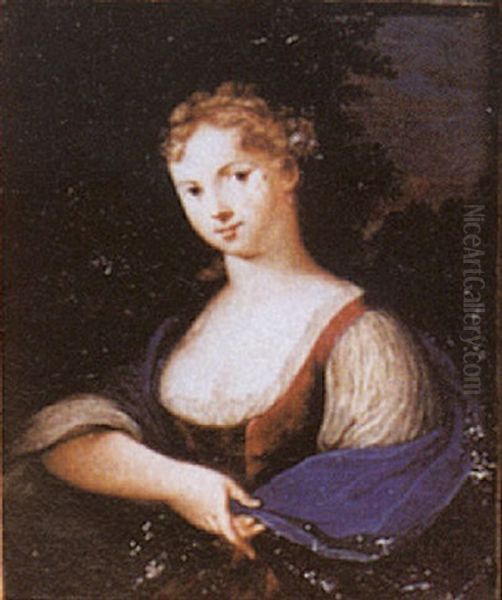 Jeune Fille A L'etole Bleu Oil Painting by Francois Huet