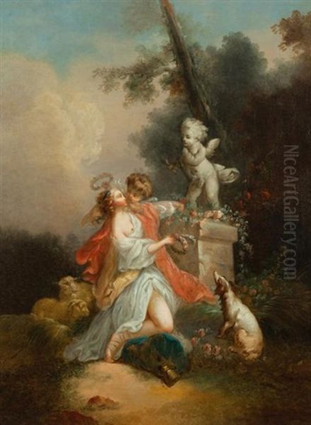 L'offrande A L'amour Oil Painting by Jean Baptiste Huet