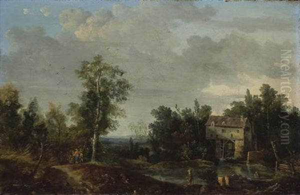 Le Moulin De Charenton Oil Painting by Jean Baptiste Huet