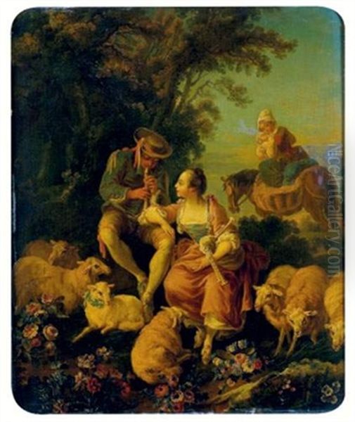 Scene Galante Oil Painting by Jean Baptiste Huet