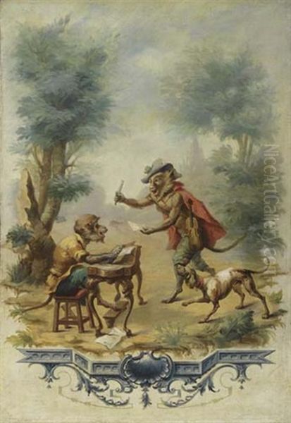 Musizierende Affen Oil Painting by Jean Baptiste Huet