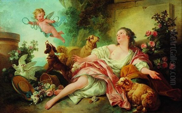 L'amour Vainqueur Oil Painting by Jean Baptiste Huet