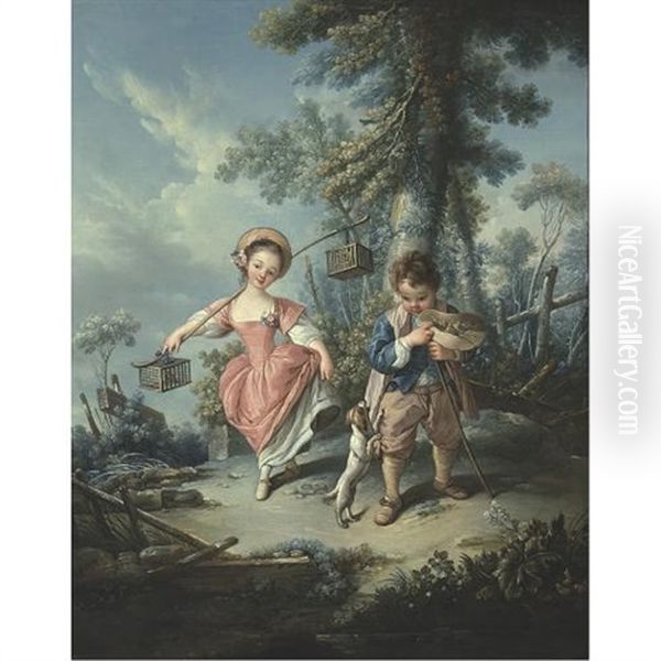 Le Petit Denicheur Oil Painting by Jean Baptiste Huet