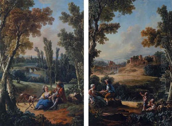 La Lecon De Flute Oil Painting by Jean Baptiste Huet