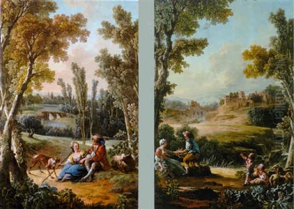 La Lecon De Flute Oil Painting by Jean Baptiste Huet