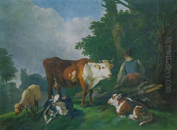 Paysage Pastoral Oil Painting by Jean Baptiste Huet