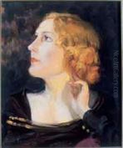 Portrait Of A Lady Oil Painting by Raoul Vital Achille Barre