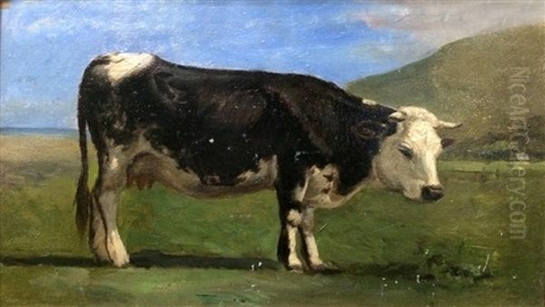 Boeuf Dans La Vallee De Beuzeval (+ Vache Normande; 2 Works) Oil Painting by Paul Huet