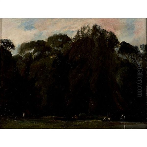 L'allee Des Ornes Au Parc De Saint-cloud Oil Painting by Paul Huet