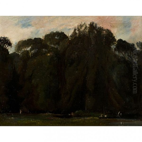 L'allee Des Ornes Au Parc De Saint-cloud Oil Painting by Paul Huet