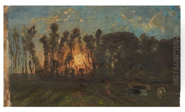 La Foret Au Crepuscule Oil Painting by Paul Huet