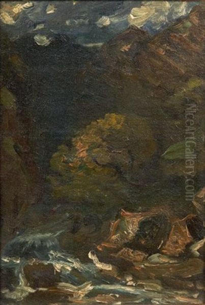 Le Torrent Alpin Oil Painting by Paul Huet