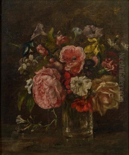 Vase De Fleurs Oil Painting by Paul Huet