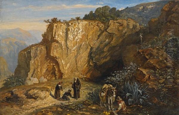 La Grotte De Santa Croce, Comte De Nice Oil Painting by Paul Huet