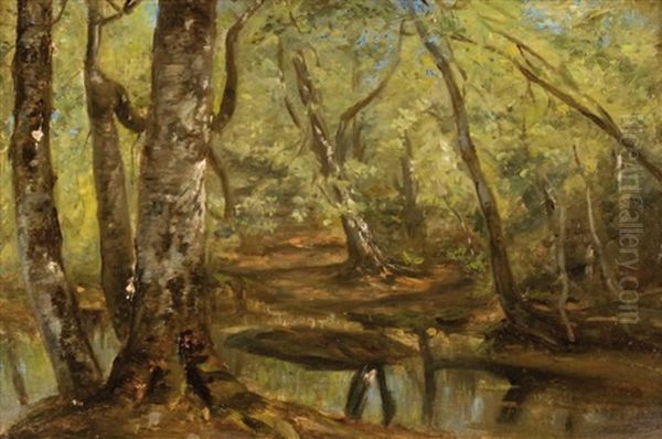 Ruisseau En Sous-bois Oil Painting by Paul Huet