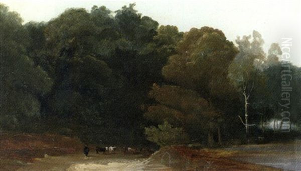 Chemin Au Bord De La Foret Oil Painting by Paul Huet