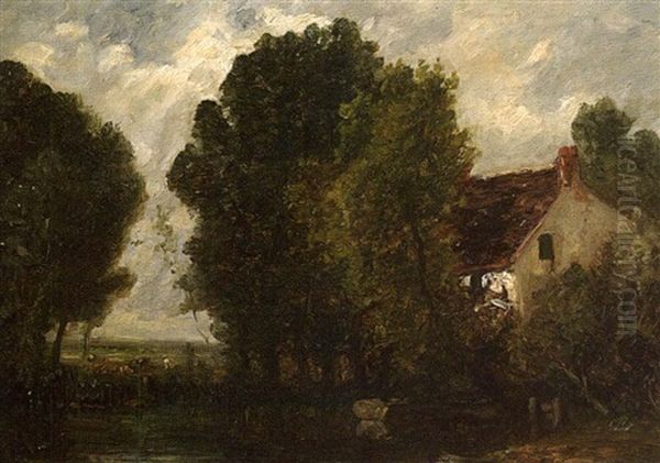 Le Moulin A Eau Oil Painting by Paul Huet