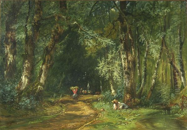 Route Dans La Foret De Fontainebleau Oil Painting by Paul Huet