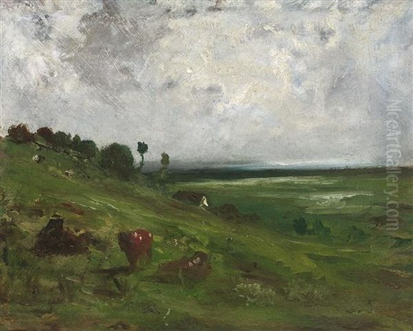 Weidelandschaft In Der Normandie Oil Painting by Paul Huet