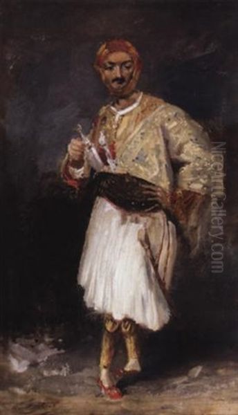 Portrait Of Comte Demetrius De Palatiano Oil Painting by Paul Huet